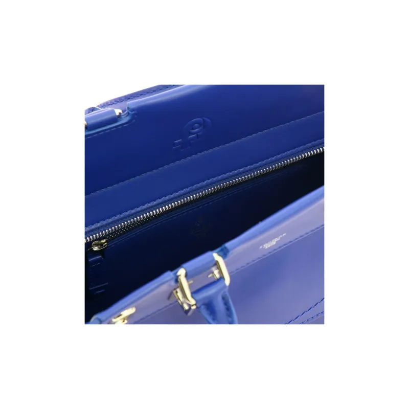 Fontana Milano 1915 Cow Leather Handbag Women's Blue-4