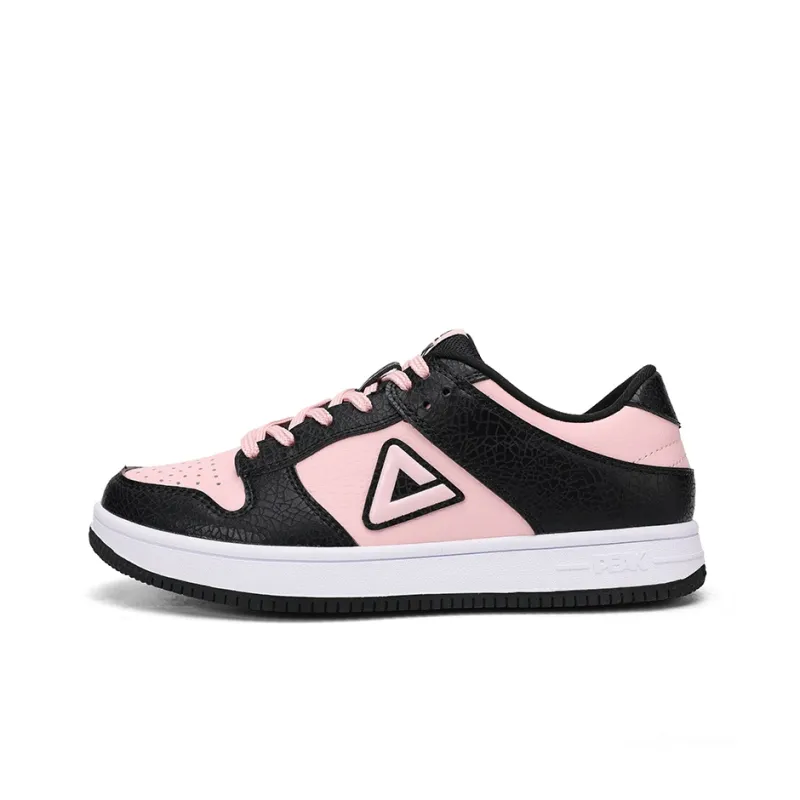 PEAK Style Slip Resistant Cushioning Wear Resistant Low Top Skateboard Shoes Women's Black Heaven Pink-0