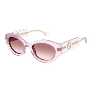 GUCCI Acetate Oval Sunglasses Women's Pink