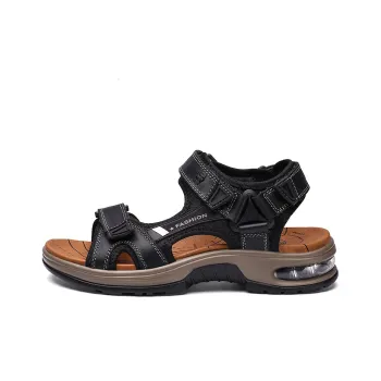 LAORENTOU Beach Sandals Men Khaki/Burgundy/Black