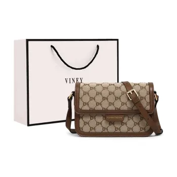 VINEY Fabric Shoulder Bag Crossbody Bag Small Square Bag Small Size Women's Coffee