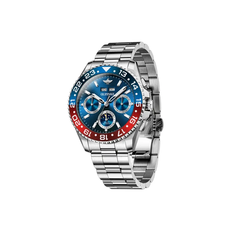 Oupinke Mechanical Movement Stainless Steel Watchband Watch Men's Watches White Dial-8