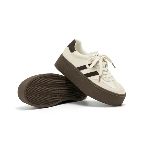 AOKANG Skateboard Shoes Women's Low-Top Beige Brown