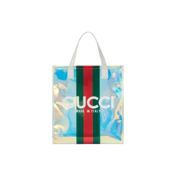 GUCCI Transparent Ethylene Tote Bag Shopping Bag Handbag Small Size Women's Transparent