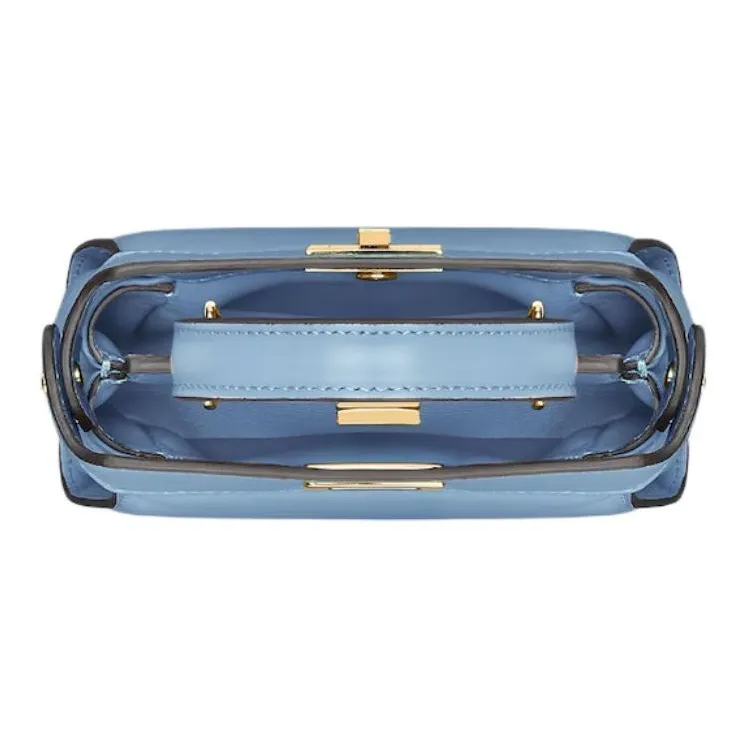 FENDI Peekaboo Lambskin One Shoulder Handbags Nano Women's Blue-2