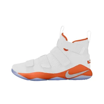 Nike Zoom Soldier 11 LeBron Cushioning Anti Slip And Wear Resistant High Top Basketball Shoes Unisex White Orange