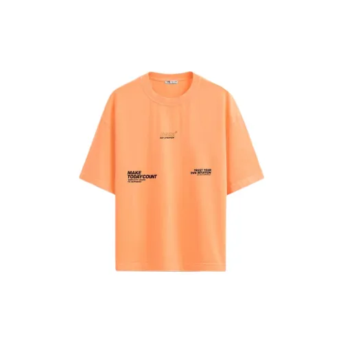 ZARA T-Shirts Men Neon Orange