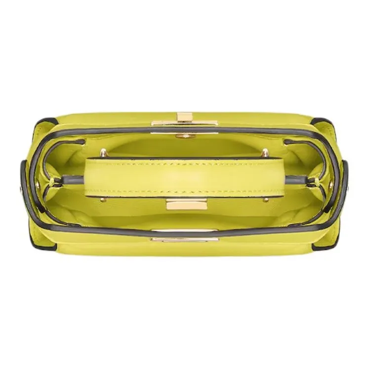 FENDI Peekaboo Lambskin One Shoulder Handbags Nano Women's Yellow-2