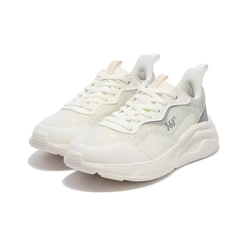 361° Shock Absorbers With Slip Resistant And Abrasion Resistant Properties Low Top Casual Shoes Women's Gray White-1