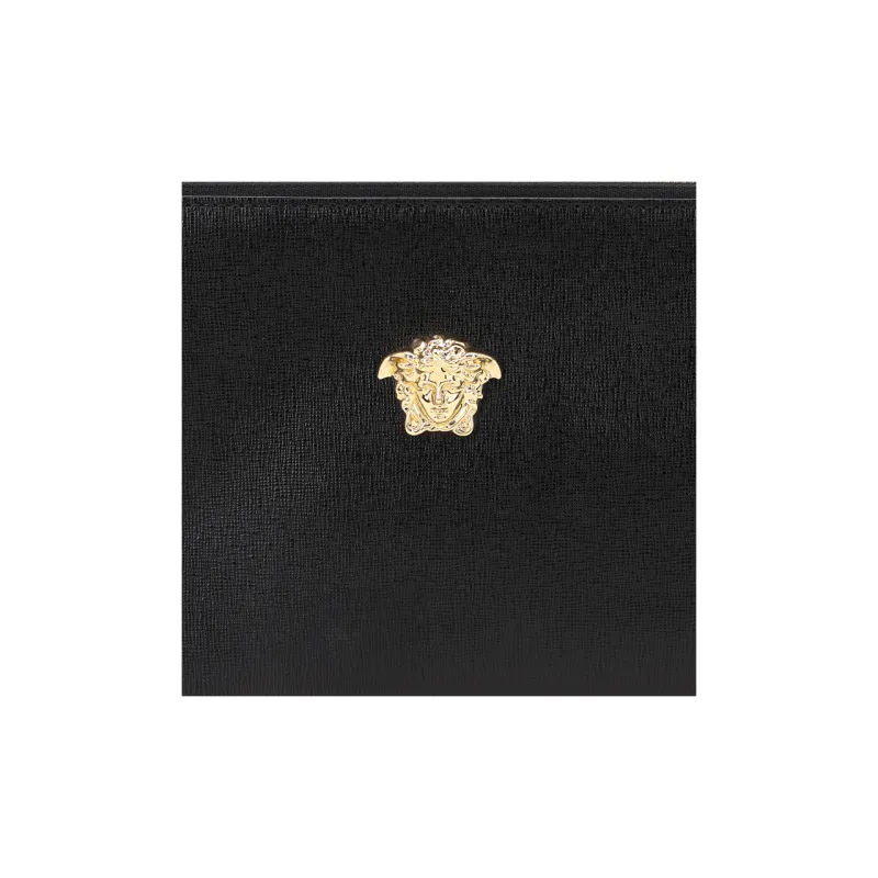 VERSACE Leather Wrist Bag Clutch Trumpets Men's Black-8