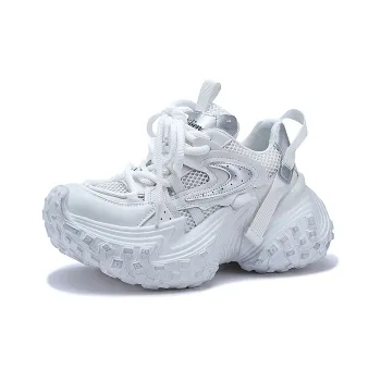 SELAIYA Slip Resistant, Breathable, Height Increasing Low Top Chunky Sneakers Women's White