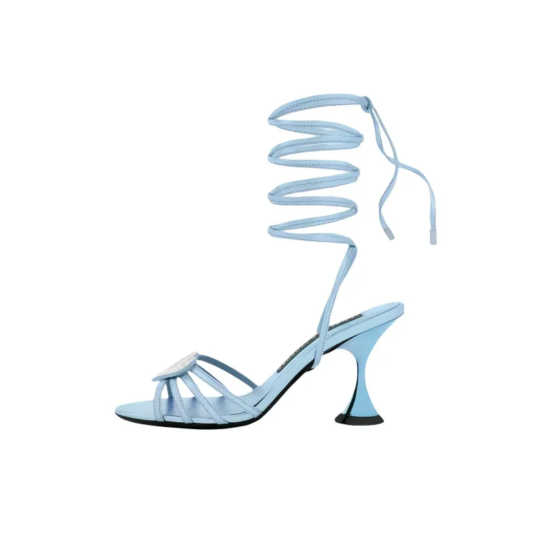 Les Petits Joueurs Strap Sandals 8.5cm Women's Sky Blue-0