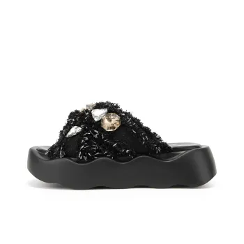 MIO Composite Sole Rhinestone Quiet Slide Slippers Women's