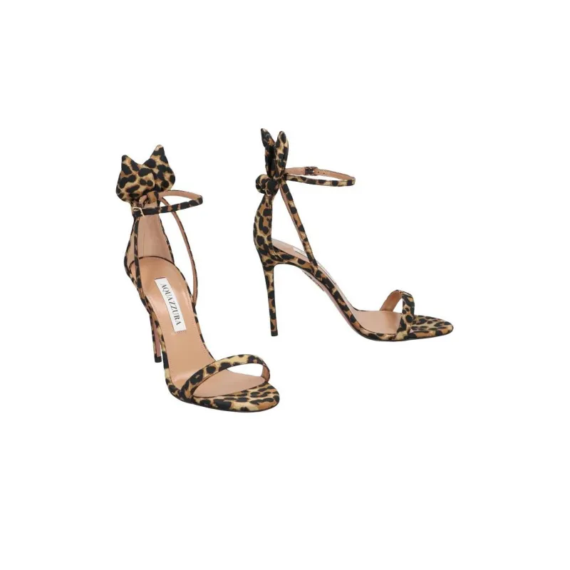 AQUAZZURA Bow Tie 105mm Leopard Sandals-3