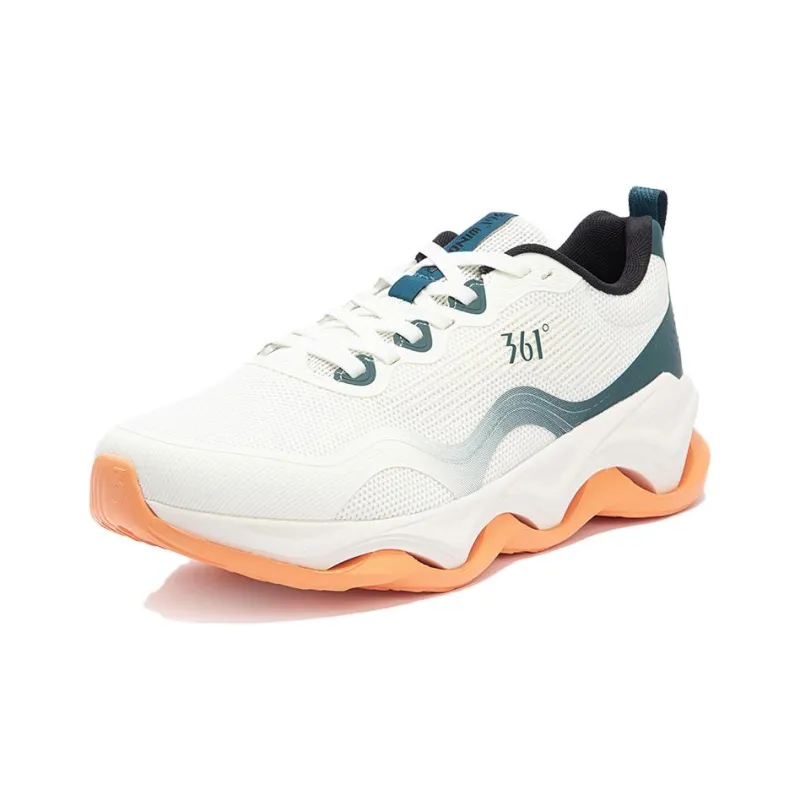 361° Wear-Resistant Low-Top Casual Running Shoes Men's White Cyan-1