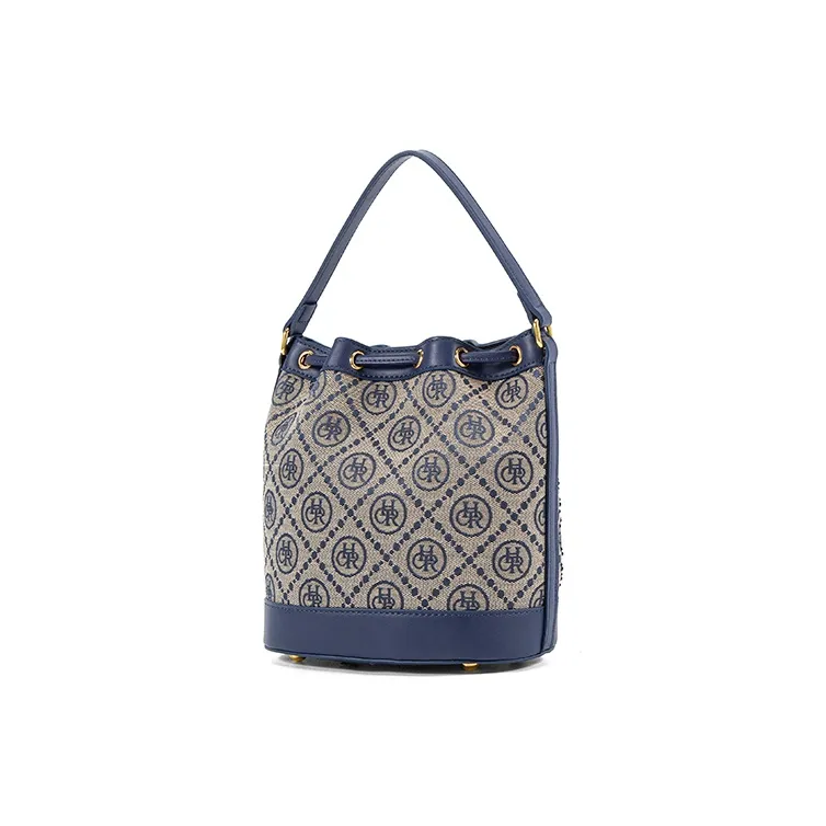 CHRISBELLA Fabric, Synthetic Leather One Shoulder Handbag Medium Size Women's Blue-3