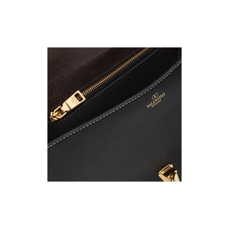 Valentino Calfskin Crossbody Bag Shoulder Bag Small Size Women's Black-6