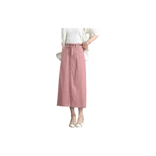 Silly Denim Long Skirts Women's Dirty Pink