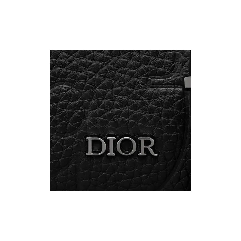 DIOR Leather Patchwork Grained Calfskin Messenger Bag Shoulder Bag Crossbody Bag Men's Black-4
