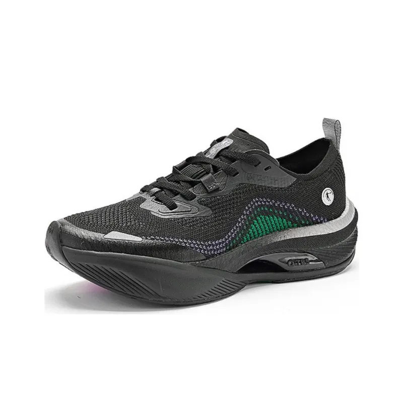 QIAODAN Anti Slip Wear Resistant Low Top Running Shoes Men's Black Silver-1