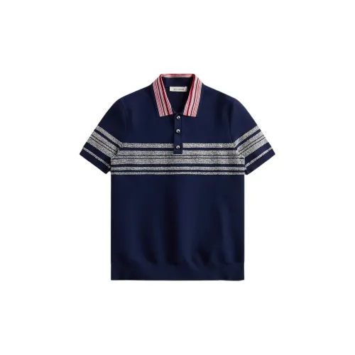 KITH Polo Shirts Men Marine Blue/Red/White