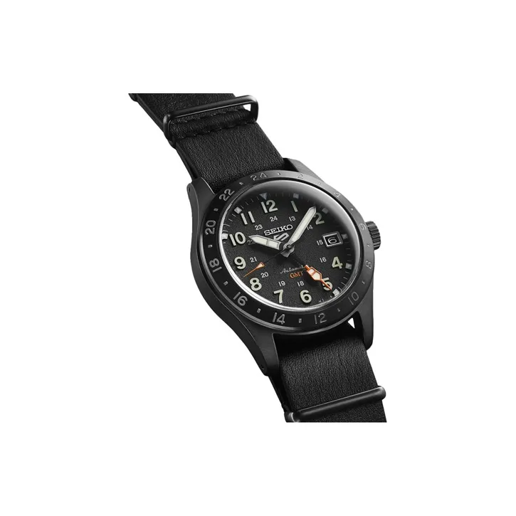 SEIKO Automatic Mechanical Movement Genuine Leather Strap Watch 39.4mm Unisex Black Dial-1