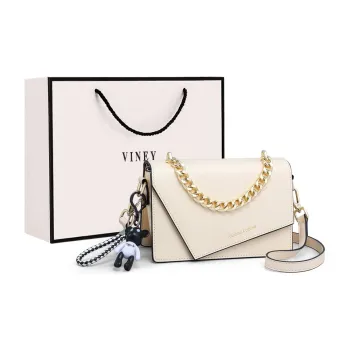 VINEY Cow Leather Crossbody Bag Shoulder Bag Small Square Bag Small Size Women's Ecru