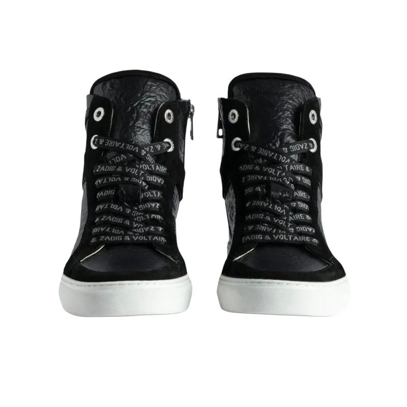 Zadig&Voltaire High Lash Crinkled-finish Leather Sneakers-2