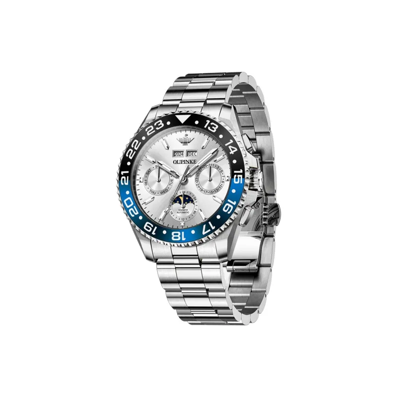 Oupinke Mechanical Movement Stainless Steel Watchband Watch Men's Watches White Dial-2