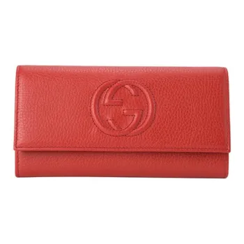 GUCCI Soho Leather Wallet Unisex Red