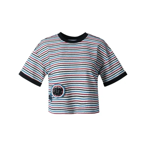 Valeria Obbaco T-Shirts Women's Red And Blue Stripes