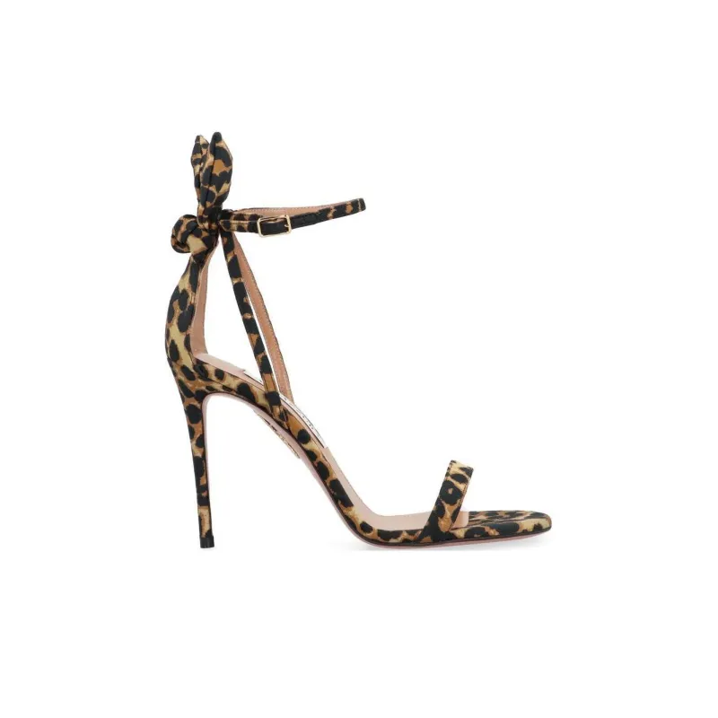 AQUAZZURA Bow Tie 105mm Leopard Sandals-1