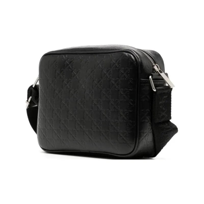 OFF WHITE Leather Messenger Bag, Shoulder Bag, Crossbody Bag Men's Black-1