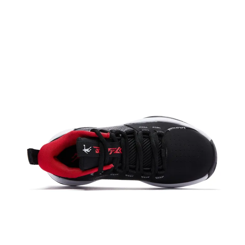 QIAODAN Cushioning, Slip Resistant, And Abrasion Resistant Mid Top Basketball Shoes Women's Black Tomato Red-3