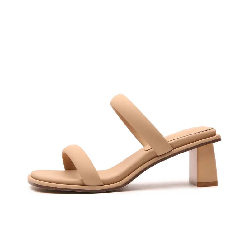 STELLA WEISZ Rubber Sole Leather Patchwork Cut-Out Slip-Resistant Abrasion-Resistant Slide Slippers Women's-7
