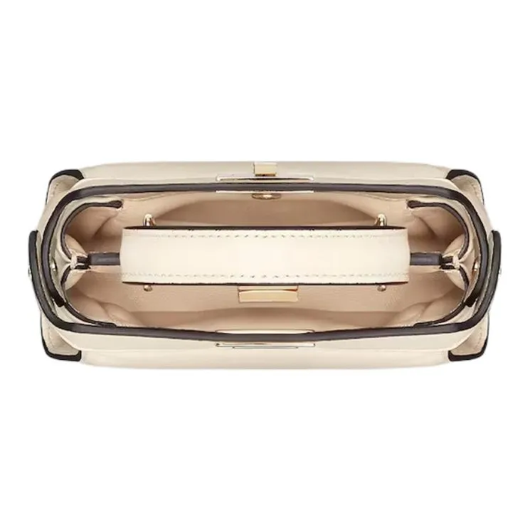 FENDI Peekaboo Lambskin One Shoulder Handbag Nano Women's Camellia White-2