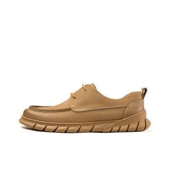 AOKANG Fashionable Versatile Walking Shoes Wear-Resistant Slip-on Unlined Shoes Casual Leather Shoes Men's Brown