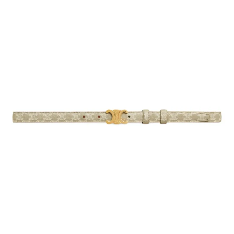 CELINE Multicolor Design Smooth Buckle Leather Leather Belts Women's Beige Width 1.8CM-1