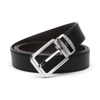 Satchi Sandu Belt Pin Buckle Woven Textured Steel Buckle Cow Split Leather Belt Unisex Black Width 2.9cm