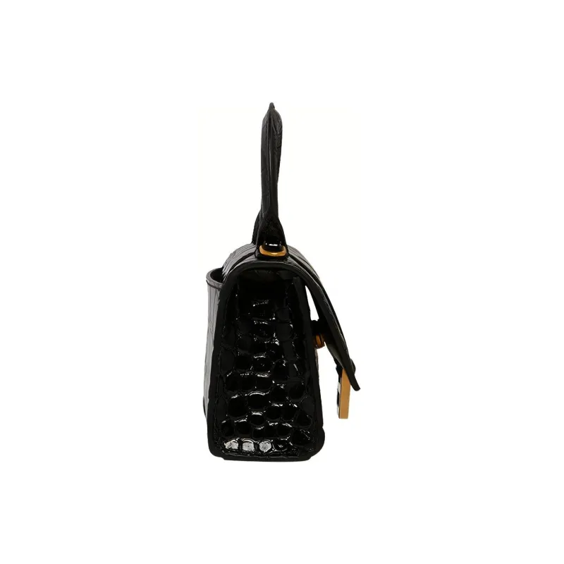 Balenciaga Hourglass Cow Leather Embossed Hourglass Bag Shoulder Bag Handbag Crossbody Bag Mini Women's Black-3
