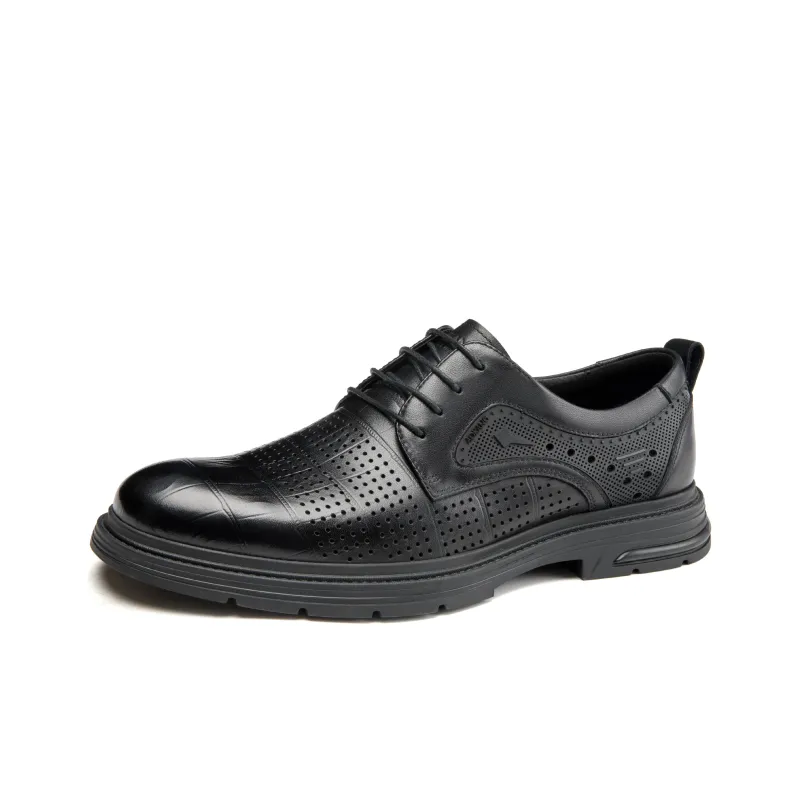 AOKANG New Arrival Business Formal, Cut Out Lace Up Shoes Casual Leather Shoes Men's Black-1