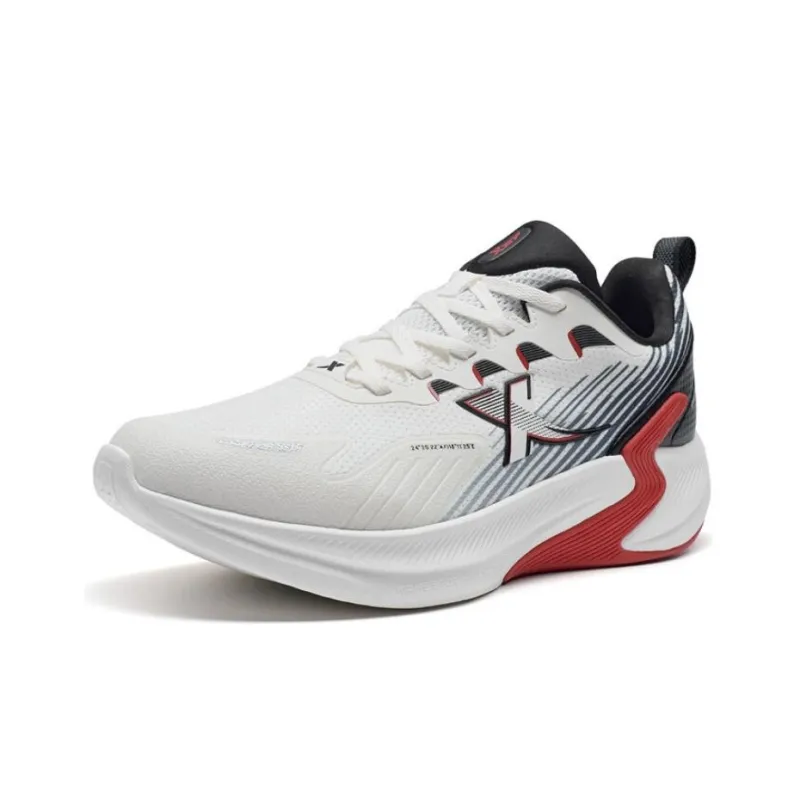 XTEP Cushioning Breathable Low Top Running Shoes Men's White Black Red-1
