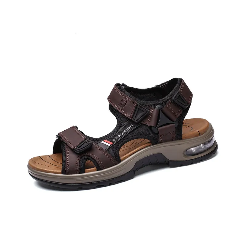 LAORENTOU Beach Sandals Men Khaki/Burgundy/Black-5