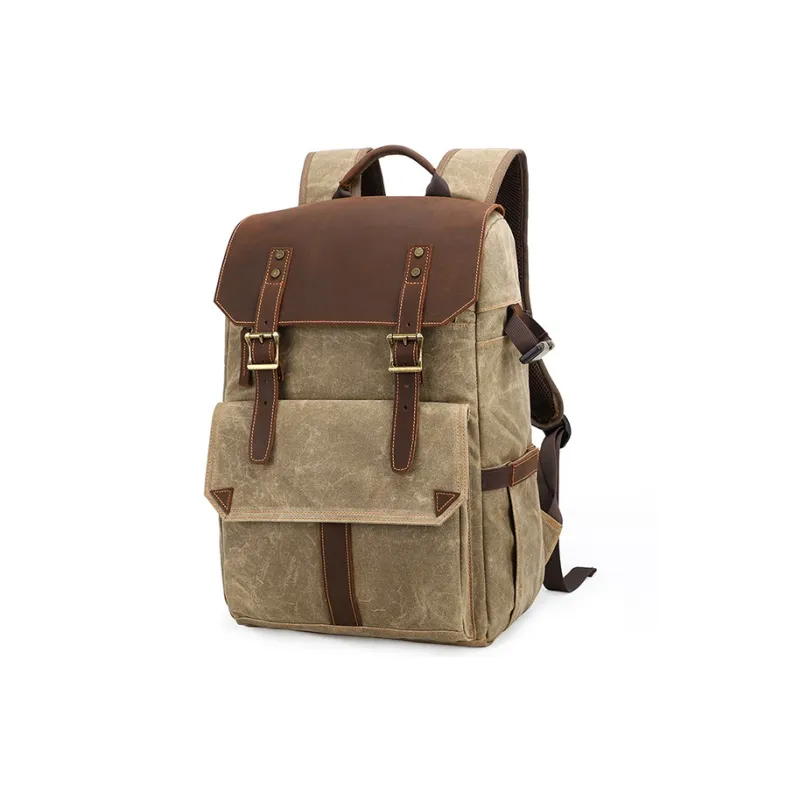 TTaG．baG Batik Canvas With Crazy Horse Cow Leather Carry Backpack Regular Unisex-1