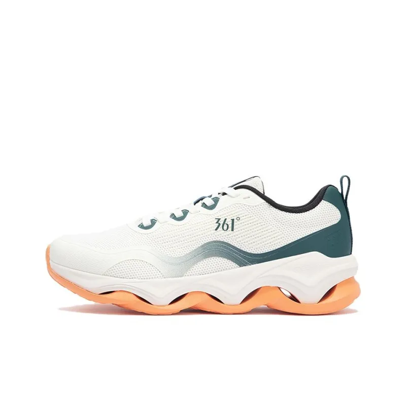 361° Wear-Resistant Low-Top Casual Running Shoes Men's White Cyan-0
