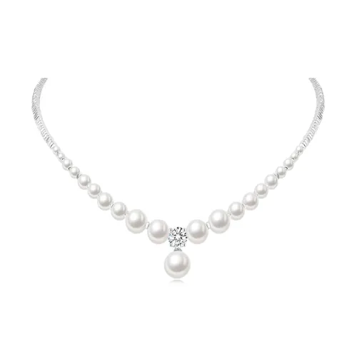 Asia Star 925 Sterling Silver Shell Pearl Necklaces Women's