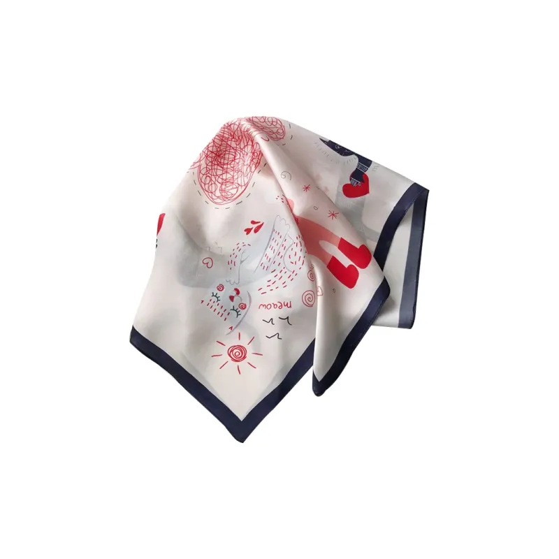 Eucalyptus Ornamentation Silk Scarves Women's-2