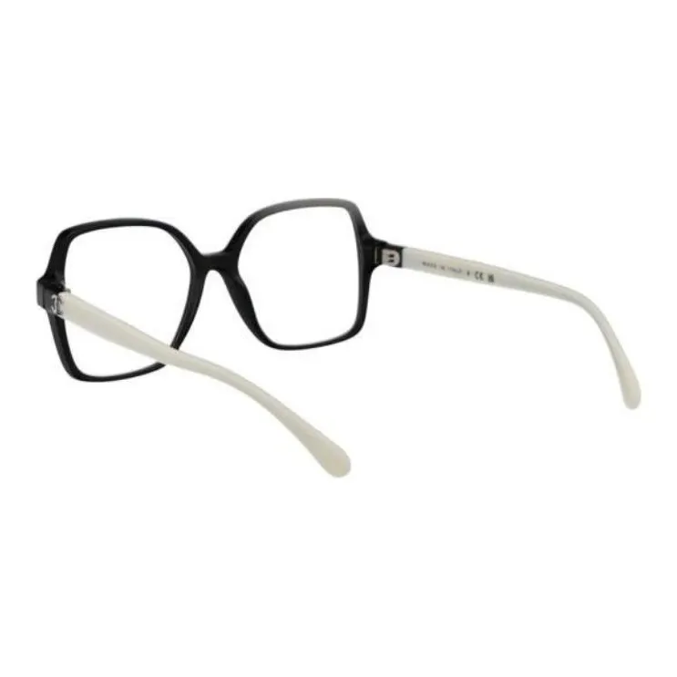 CHANEL Acetate Irregular Shape Eyeglass Frames Women's Black-3