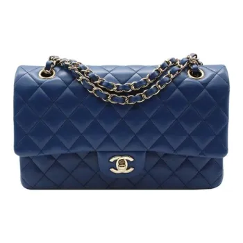 CHANEL Classic Flap CF Lambskin Handbag, Shoulder Bag Medium Size Women's Blue