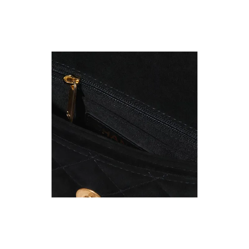 CHANEL Suede Effect Cow Leather, Gold Metal Shoulder Bag Mini Women's Black-3
